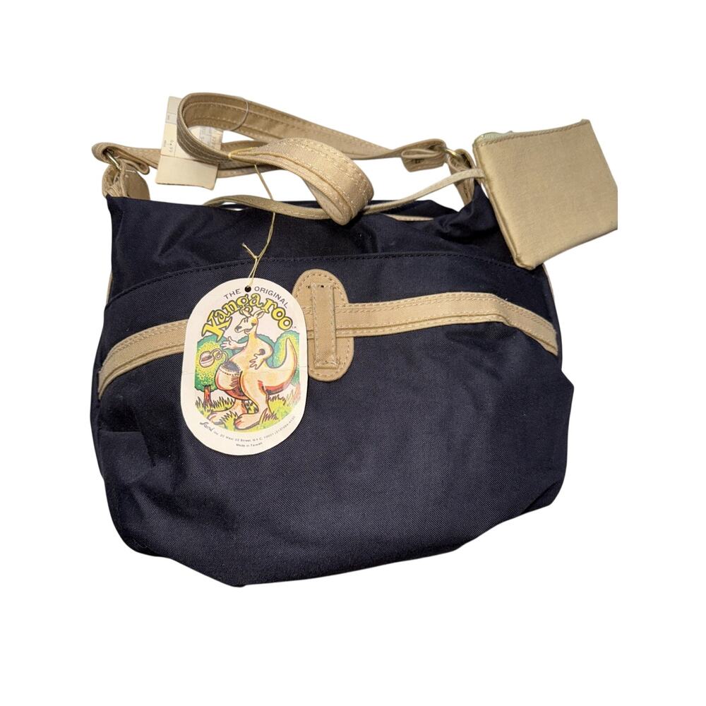 Vintage Kangaroo Navy Tan Shoulder Bag w Coin Purse NWT Retro Made Taiwan